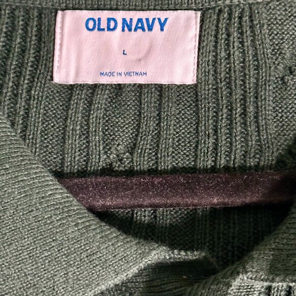 Old Navy Men's Button Down Cardigan-Forest Green Size Large 100% Cotton - Picture 5 of 6